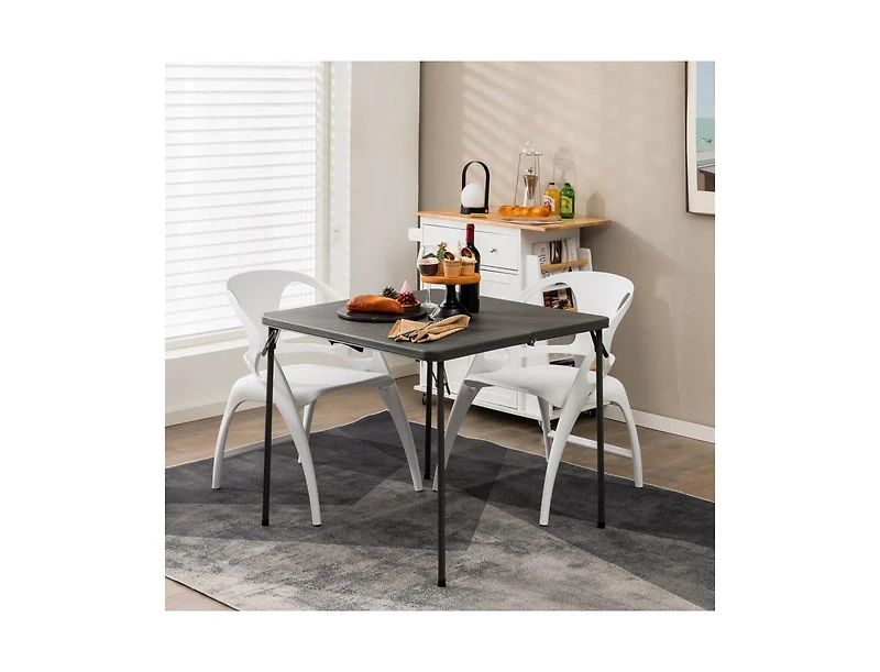 Slickblue Folding Camping Table with All-Weather Hdpe Tabletop and Rustproof Steel Frame