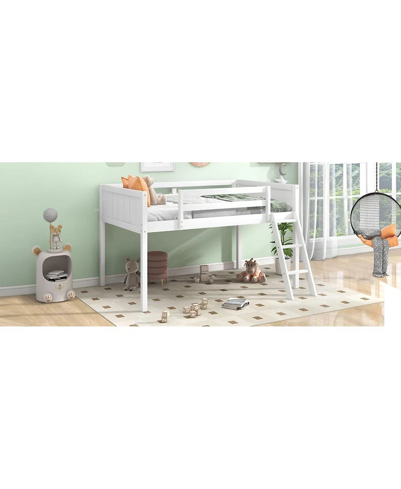 Streamdale Twin Wood Loft Bed with Reversible Ladder