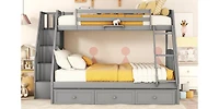Streamdale Twin-Over-Full Bunk Bed With Drawers, Ladder And Storage Staircase