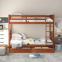 Streamdale Twin-Over-Twin Bunk Bed With Ladders And Two Storage Drawers