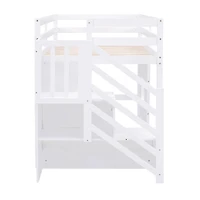 Simplie Fun Twin Size Loft Bed With Storage Staircase And Window, Gray