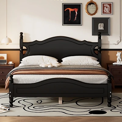 Streamdale Queen Retro Platform Bed with Slat Support