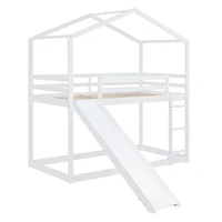 Streamdale Twin Over Twin Bunk Bed With Roof, Slide And Ladder