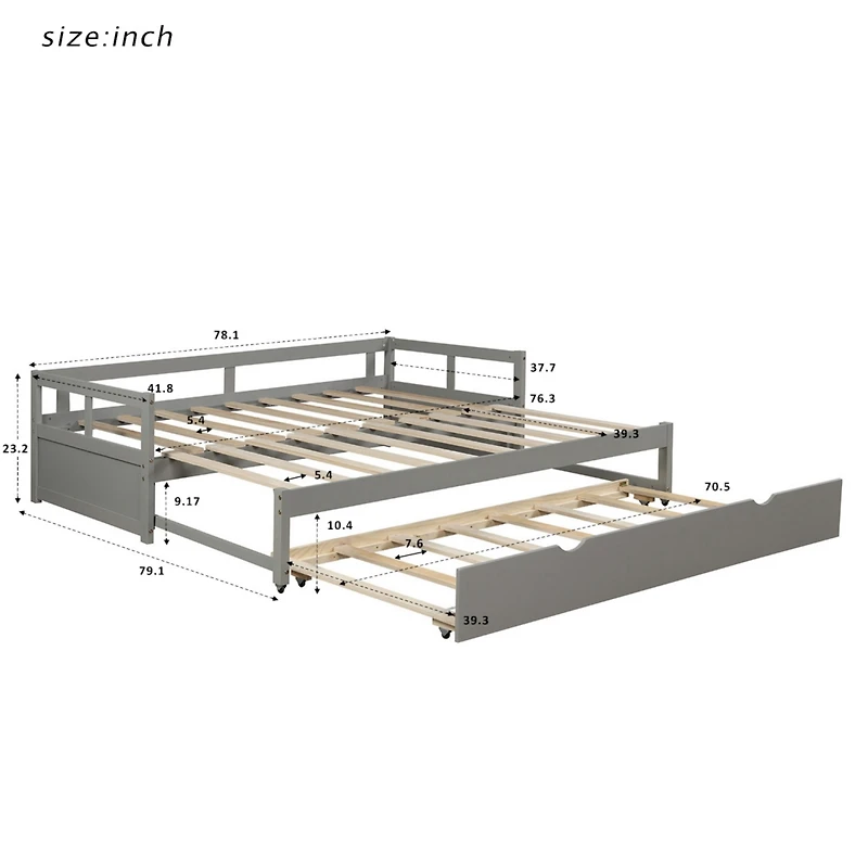 Streamdale Extending Daybed With Trundle, Wooden Daybed With Trundle Twin