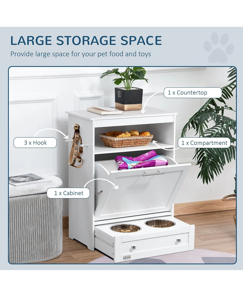 Multi-Purpose Pet Feeder Station Home, Office, or Bedroom Storage