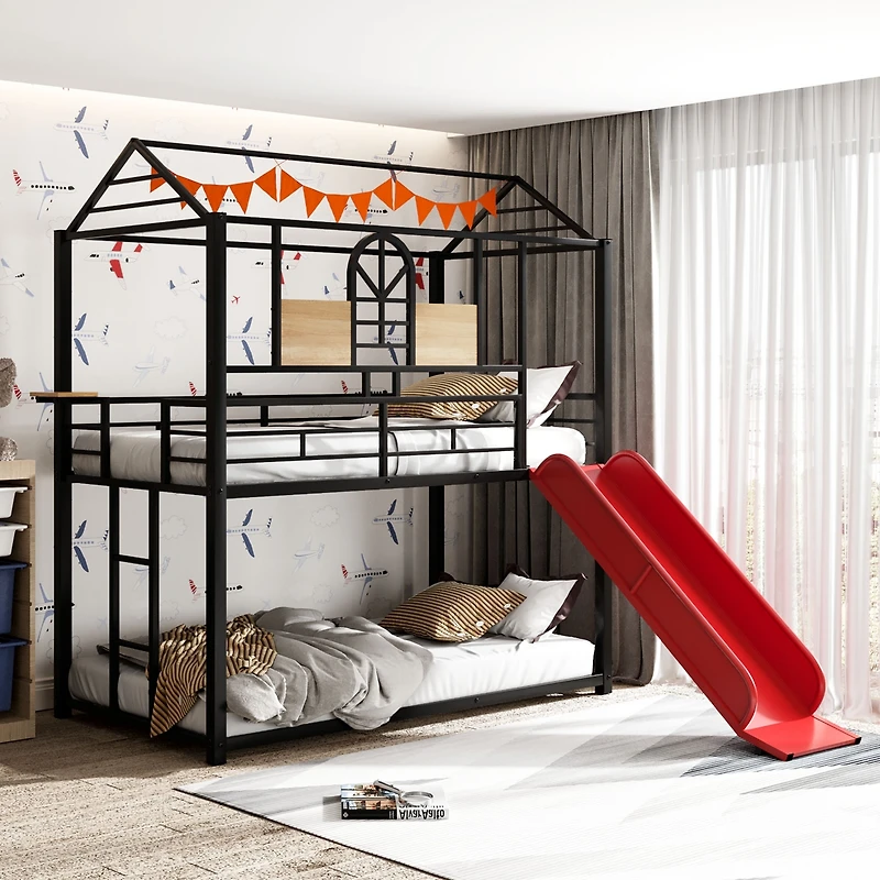 Streamdale Metal Bunk Bed with Slide and House