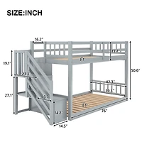 Streamdale Twin Over Twin Floor Bunk Bed, Ladder With Storage