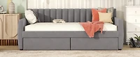 Streamdale Furniture Twin Size Upholstered Daybed With Drawers, Wood Slat Support