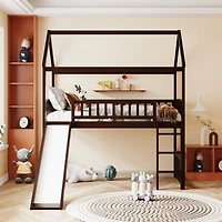 Streamdale Twin Loft Bed With Slide, House Slide