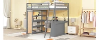 Streamdale Full Loft Bed With Ladder, Shelves, And Desk, White
