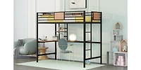 Streamdale Twin Metal Loft Bed With Desk And Shelve