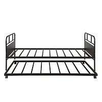 Streamdale Furniture Metal Daybed Platform Bed Frame With Trundle Built-In Casters, Twin Size
