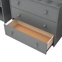 Streamdale Low Study Twin Loft Bed With Cabinet And Rolling Portable Desk