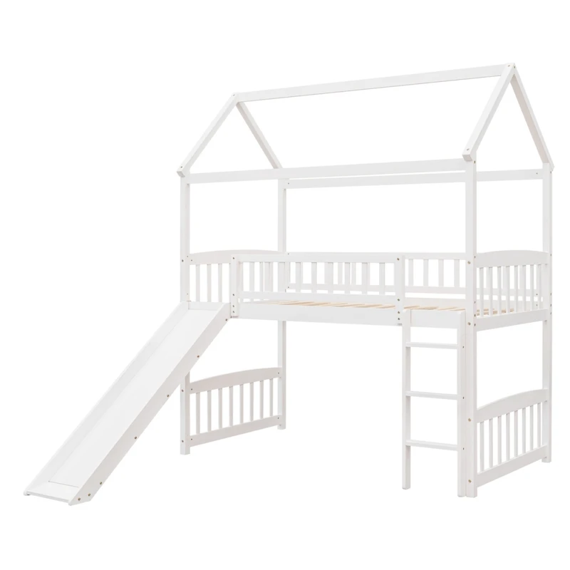 Streamdale Twin Loft Bed With Slide, House Slide