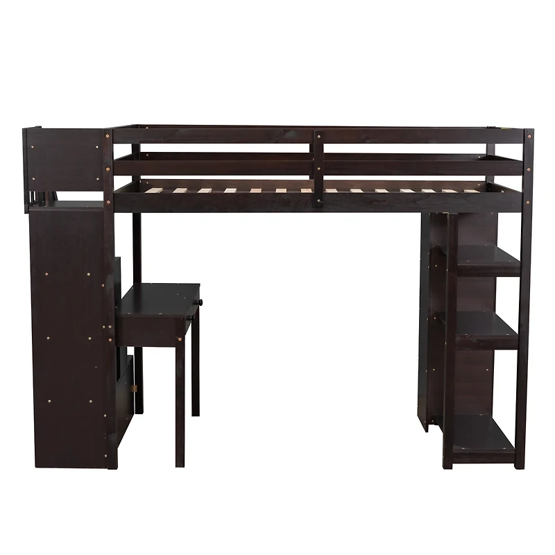 Streamdale Twin Loft Bed with Storage, Desk, and Stairs