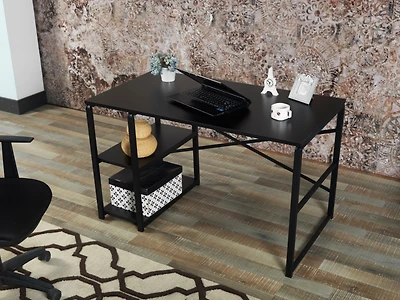 Streamdale Sage Metal Frame 47 Wooden Top 2 Shelves Writing And Computer Desk