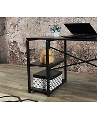 Streamdale Sage Metal Frame 47 Wooden Top 2 Shelves Writing And Computer Desk