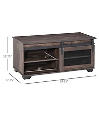 Homcom Farmhouse Table with Sliding Mesh Barn Door and Storage Cabinet