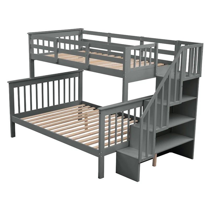 Streamdale Twin-Over-Full Bunk Bed with Storage and Guardrails