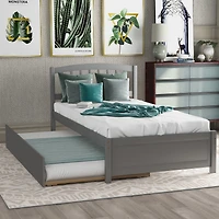Streamdale Twin Platform Bed Wood Frame With Trundle