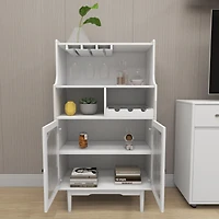 Streamdale Modern White Wine Cabinet with Glass Door and Removable Racks