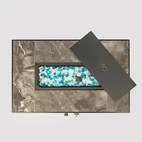 Streamdale Rattan Gas Fire Table with Tile Tabletop