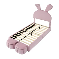 Streamdale Kids Twin Bed with Cartoon Headboard & Light