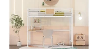 Streamdale Twin Metal Loft Bed With Desk And Shelve