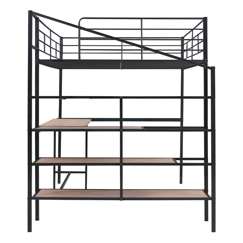 Streamdale Full Metal Loft Bed With Desk And Lateral Storage Ladder