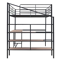 Streamdale Full Metal Loft Bed With Desk And Lateral Storage Ladder