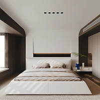 Streamdale Cream Velvet King Platform Bedwagon