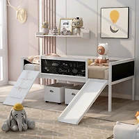Streamdale Twin Loft Bed Wood With Two Storage Boxes