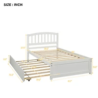 Streamdale Twin Platform Bed Wood Frame With Trundle