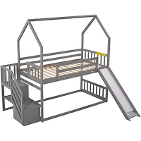 Streamdale Twin Convertible Bunk Bed with Slide and Staircase
