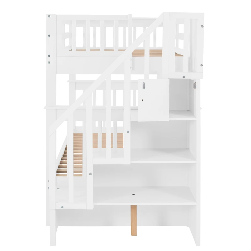Streamdale Twin-Over-Twin Bunk Bed with Storage and Rail