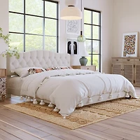 Streamdale Diamond Tufted Platform Bed with Curved Headboard, Queen