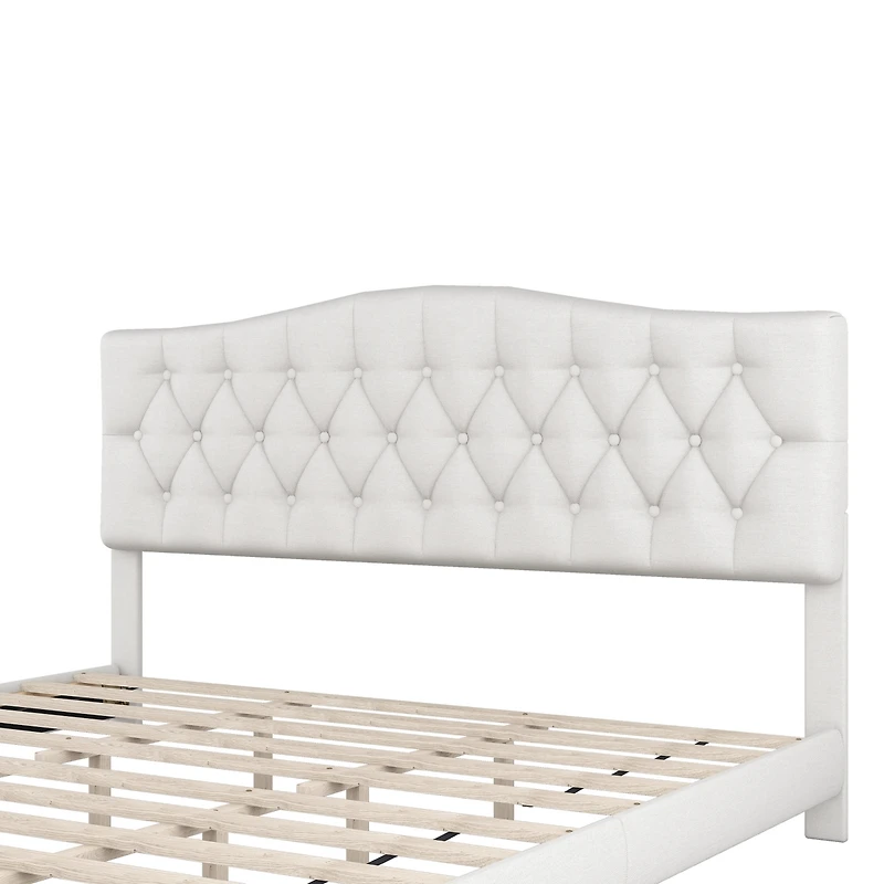 Streamdale Diamond Tufted Platform Bed with Curved Headboard, Queen