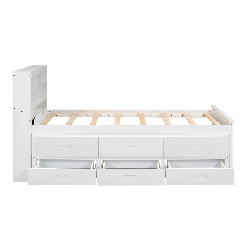 Streamdale Twin Bed with Storage Headboard, Trundle and Drawers