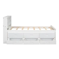 Streamdale Twin Bed with Storage Headboard, Trundle and Drawers
