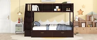 Streamdale Twin Over Full Bunk Bed With Shelfs, Storage Staircase And 2 Drawers