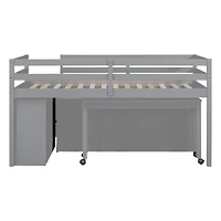 Streamdale Loft Bed with Retractable Desk and Drawers