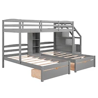 Streamdale Triple Twin Bunk Bed with Drawers & Staircase Storage