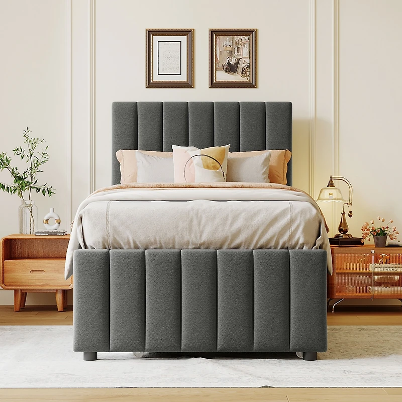 Streamdale Twin Upholstered Bed with Trundle and Drawers