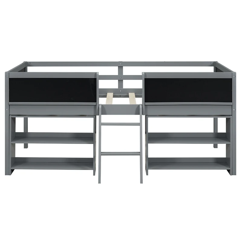 Streamdale Loft bed with shelves, ladder, guardrail chalkboard