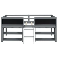 Streamdale Loft bed with shelves, ladder, guardrail chalkboard
