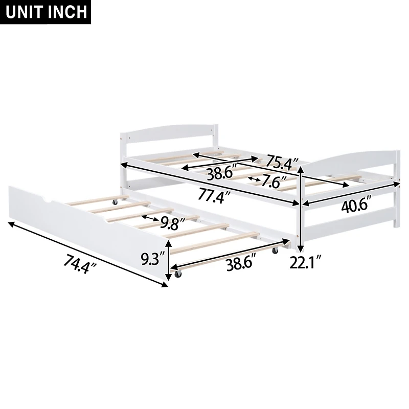 Streamdale Twin Size Platform Bed With Twin Size Trundle