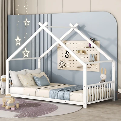 Streamdale Twin Size Metal House Bed, Black