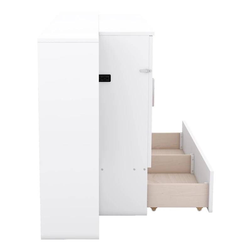 Streamdale Full Murphy Bed with Shelves, Drawers and Usb Ports, Gray