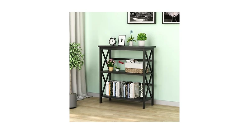 Slickblue 3-Tier Bookshelf Wooden Open Storage Bookcase for Home Office