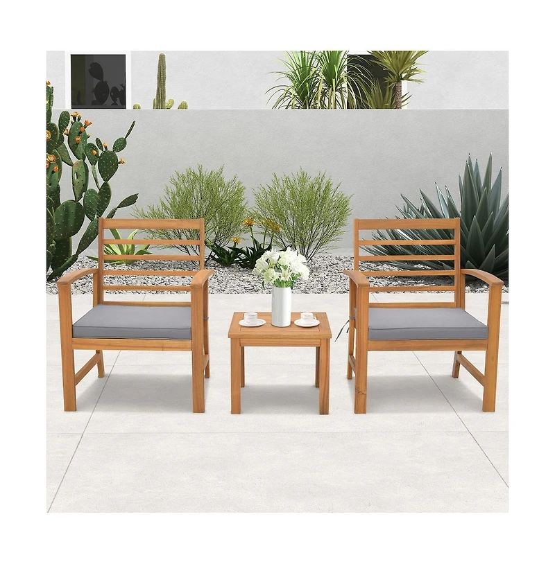 Slickblue 3 Pieces Outdoor Furniture Set with Soft Seat Cushions